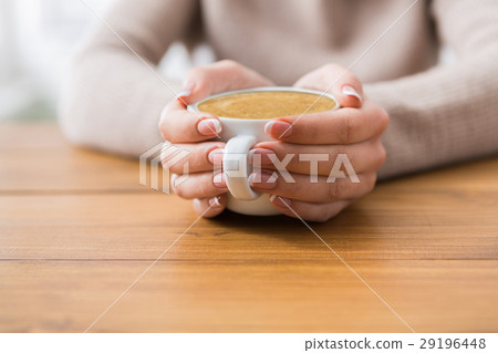 Close-up of woman with cup of coffee in cafe 29196448