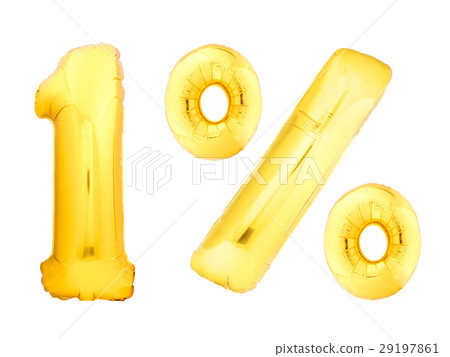 Golden one percent made of inflatable balloons Golden one percent made of inflatable balloons 29197861
