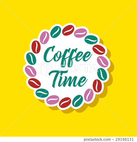 paper sticker on stylish background bean Coffee 29198131