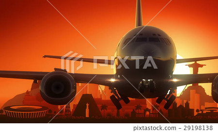 Rio de Janeiro Brazil Airplane Take Off Skyline Rio de Janeiro Brazil Airplane Take Off Skyline 29198138