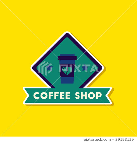 paper sticker on stylish background Coffee shop paper sticker on stylish background Coffee shop 29198139