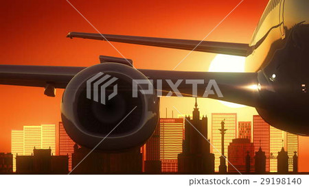 Warsaw Poland Airplane Take Off Skyline Golden Warsaw Poland Airplane Take Off Skyline Golden 29198140