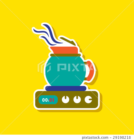 paper sticker on stylish background coffee kettle 29198218