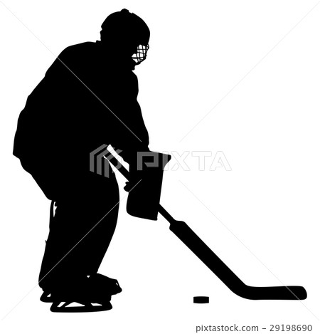 Silhouette of hockey player. Isolated on white 29198690