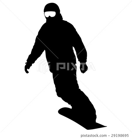 Black silhouettes snowboarders on white background Black silhouettes snowboarders on white background 29198695