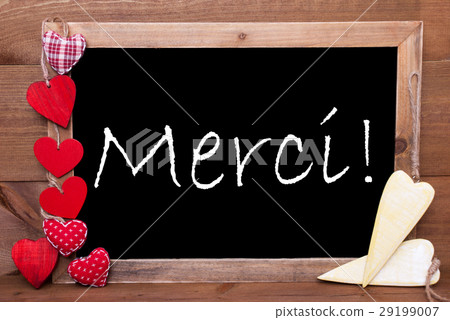 One Chalkbord, Hearts, Merci Means Thank You 29199007