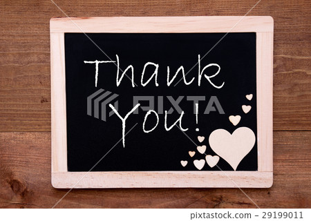 Blackboard With Wooden Hearts, Text Thank You 29199011