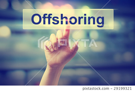 Offshoring concept with hand 29199321