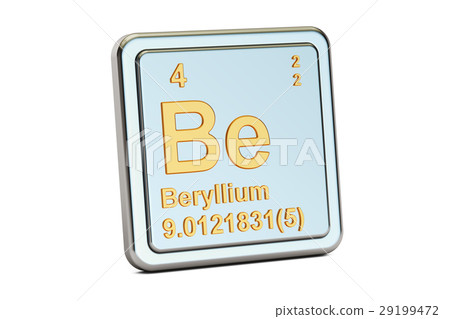 Beryllium Be, chemical element sign. 3D rendering 29199472