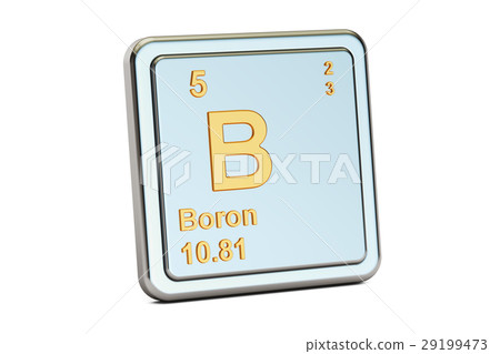 Boron B, chemical element sign. 3D rendering 29199473