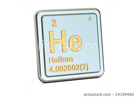 Helium He, chemical element sign. 3D rendering Helium He, chemical element sign. 3D rendering 29199480