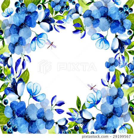 Watercolor flower roses wreath 29199567