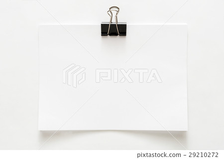 Blank paper sheet attached with clip isolated on 29210272