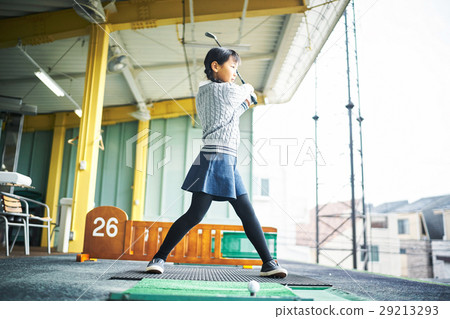 Girls practicing golf Girls practicing golf 29213293