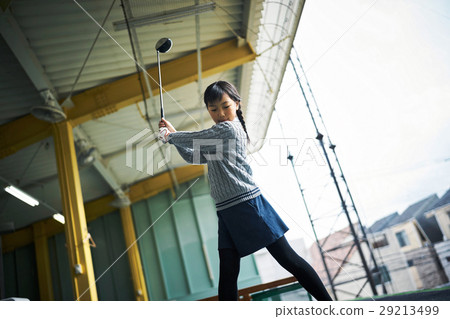 Girls practicing golf Girls practicing golf 29213499