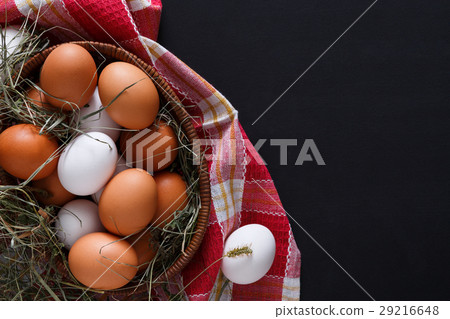 Fresh chicken brown eggs isolated, organic farming Fresh chicken brown eggs isolated, organic farming 29216648