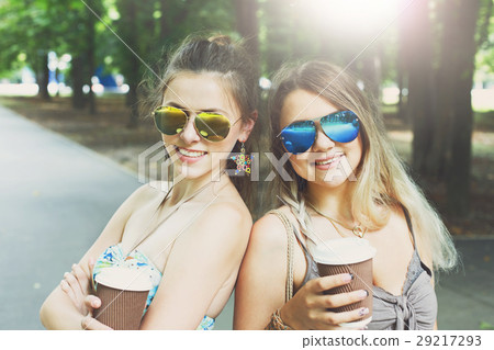 Two beautiful young boho chic stylish girls Two beautiful young boho chic stylish girls 29217293