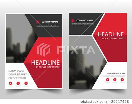 Red Hexagon Vector annual report Leaflet template 29217438
