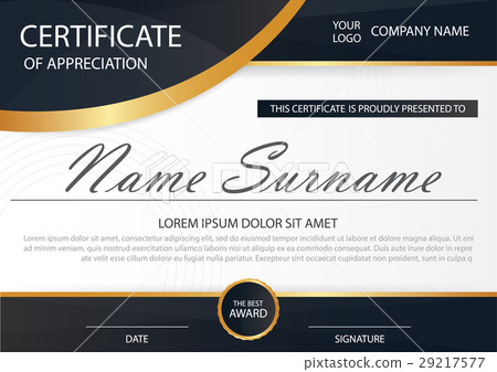 Elegance horizontal certificate black template 29217577