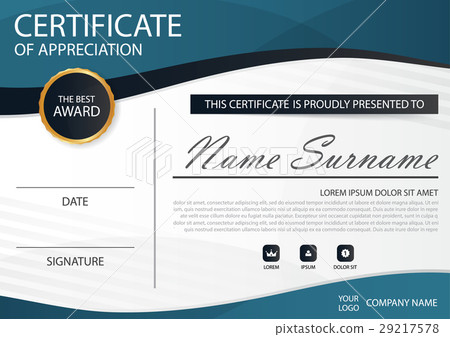 Blue Elegance horizontal certificate Vector 29217578