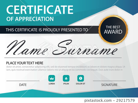 Blue polygon Elegance horizontal certificate 29217579