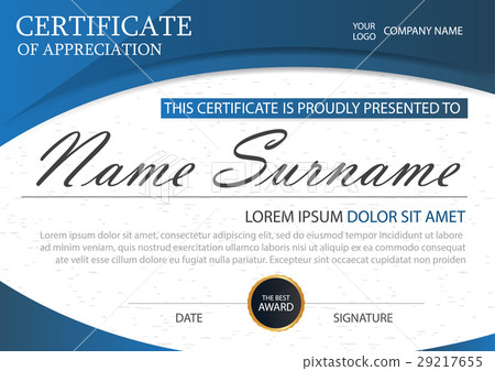 Blue Elegance horizontal certificate Vector 29217655
