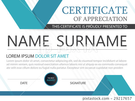 Blue Elegance horizontal certificate Vector 29217657