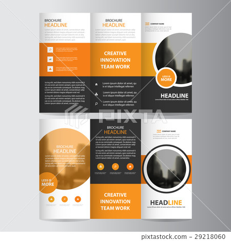 orange circle trifold Leaflet Brochure template 29218060