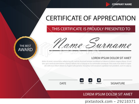Red black Elegance horizontal certificate Vector 29218371