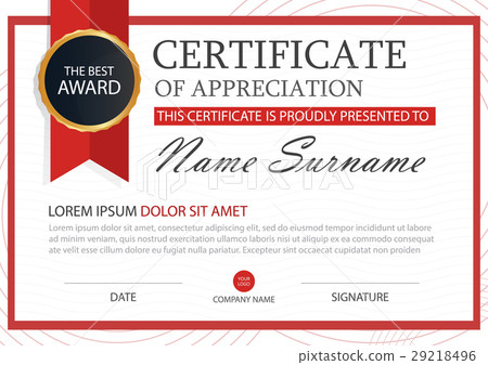 REd Elegance horizontal certificate Vector 29218496