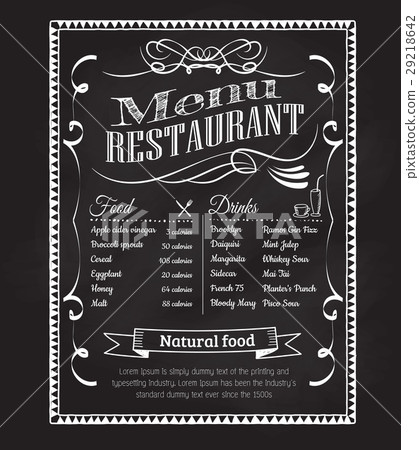 Hand drawn restaurant menu blackboard vintage 29218642