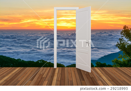Landscape behind the opening door,3D Landscape behind the opening door,3D 29218993