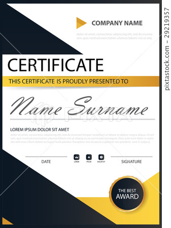 Yellow Elegance horizontal certificate Vector 29219357
