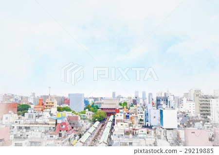 Tokyo city bird eye view mix sketch illustration 29219885