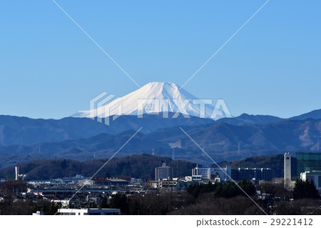 富士山早晨視圖在冬天從箱根崎 富士山早晨視圖在冬天從箱根崎 29221412