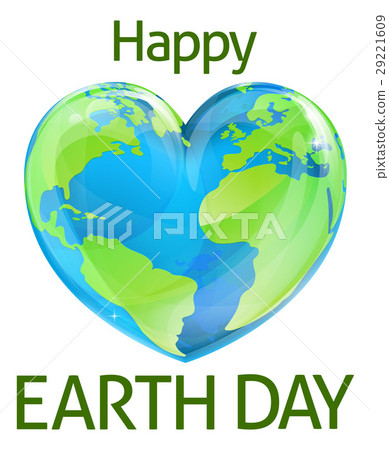 Happy Earth Day Heart Globe Design 29221609