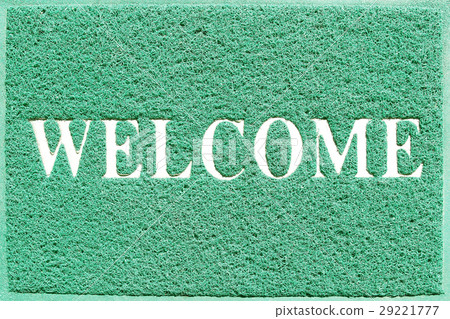 The doormat of welcome text on white background 29221777