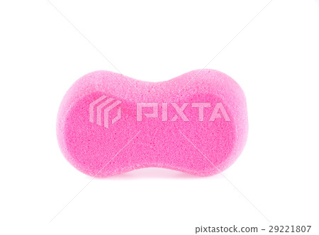 pink bath sponge on white background 29221807