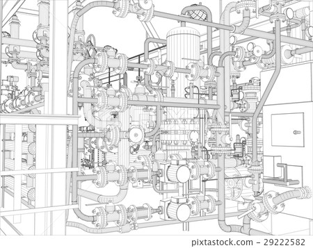 Industrial equipment. Wire-frame render Industrial equipment. Wire-frame render 29222582