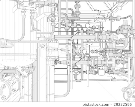 Industrial equipment. Wire-frame render 29222596