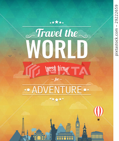 Travel composition with famous world landmarks and 29222659