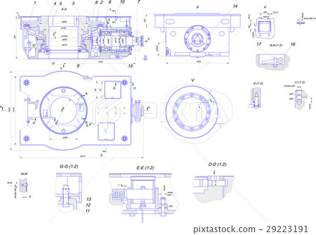 Engineering drawing of industrial equipment 29223191