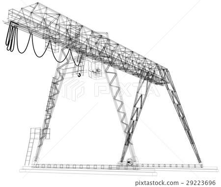 Gantry crane. Wire-frame. Vector rendering of 3d Gantry crane. Wire-frame. Vector rendering of 3d 29223696