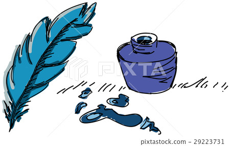 Colored feather pen with ink. Vector illustration Colored feather pen with ink. Vector illustration 29223731