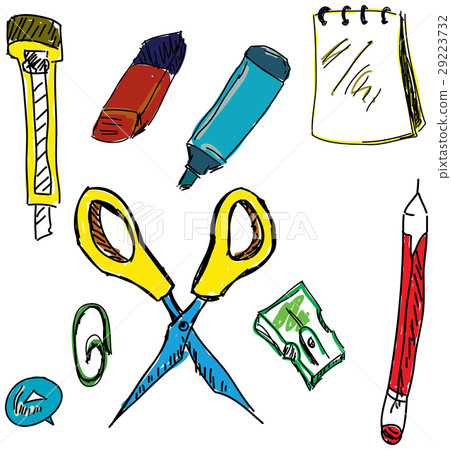 Colored stationery on white. Vector illustration Colored stationery on white. Vector illustration 29223732