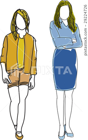 Drawn colored young women Drawn colored young women 29224726