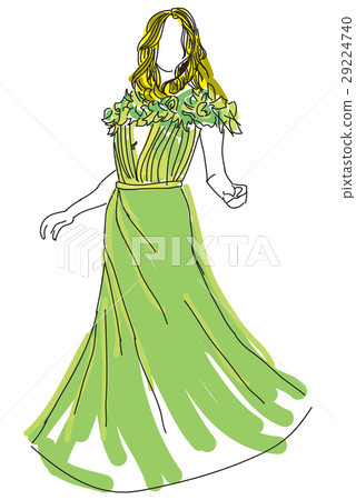 Drawn woman in green dress Drawn woman in green dress 29224740