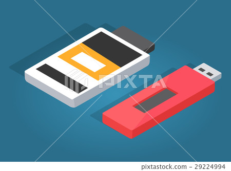Icons of Red USB and White Memory Card Reader 29224994