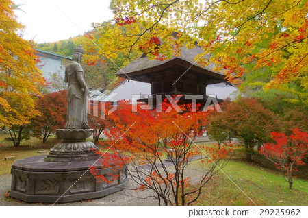 Shinshu Omachi的古代寺廟鎌倉時代的媽祖寺建國的秋葉里擠滿了遊客 Shinshu Omachi的古代寺廟鎌倉時代的媽祖寺建國的秋葉里擠滿了遊客 29225962