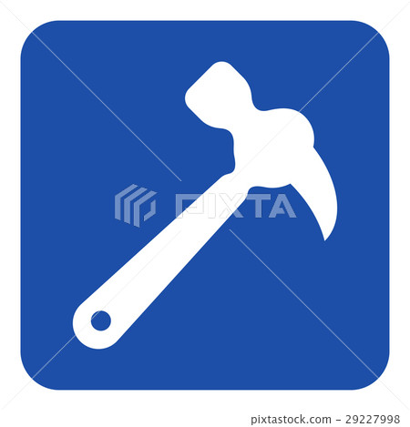 blue, white information sign - claw hammer icon blue, white information sign - claw hammer icon 29227998